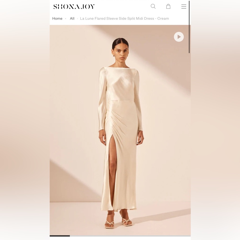 Shona Joy Cream Long Sleeve Midi Dress